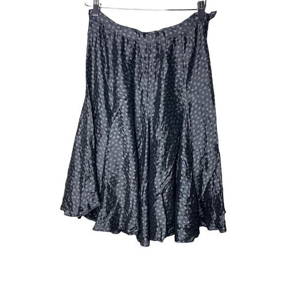 Lee Mathews Polka Dot A Line Silk Knee Length Midi Skirt Silver Womens 8